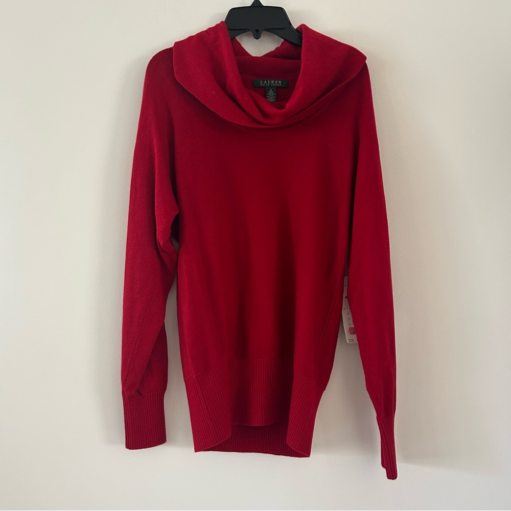 Lauren Ralph Lauren Cowl Mockneck Turtleneck Red Sweater NWT Size S